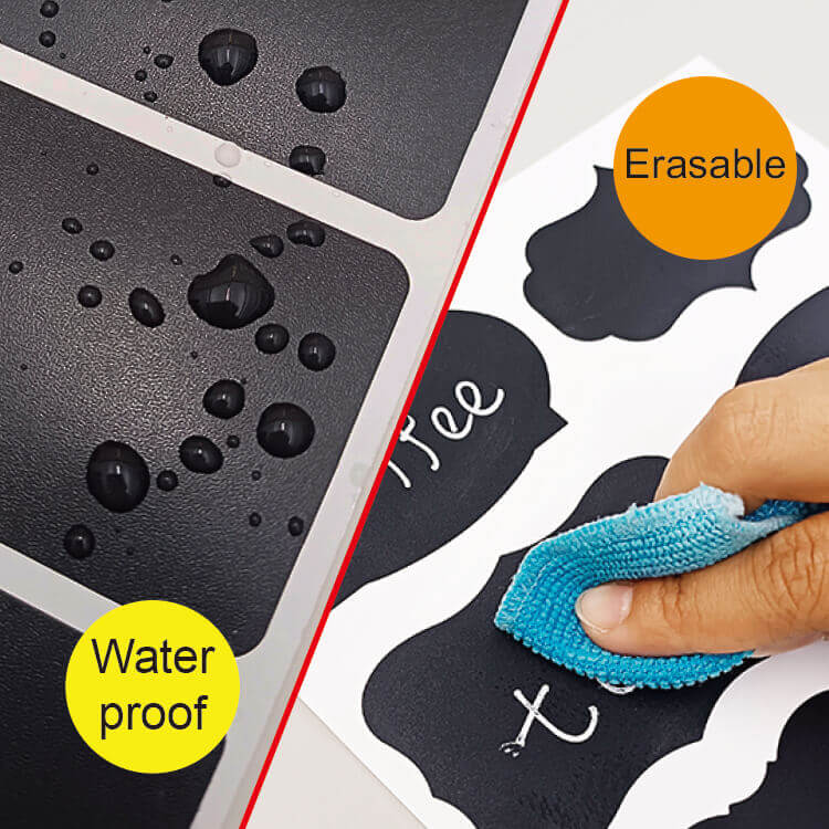 120pcs Black Chalkboard Labels Label Sticker Roll With White Chalk Marker Reusable And