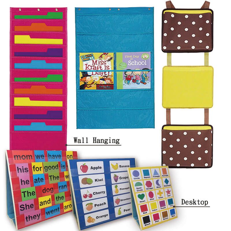 Desk Tabletop Pocket Chart Double-Sided Numbers Flashcard Cards Holder  Hanging Classroom Teaching Pocket Supplies