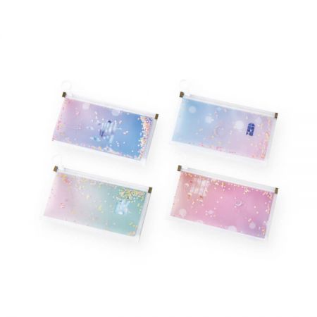 Check Size Glitter Zip Bag - Glitter pencil pouches with liquid squeins if great for children