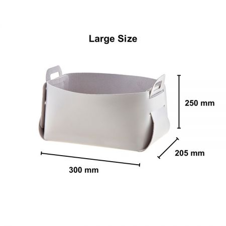 סלי אחסון עור בכמויות גדולות בצבעים חום ושחור, מציגים את העיצוב הניתן לערימה להפצת אספקת משרד סיטונאית.