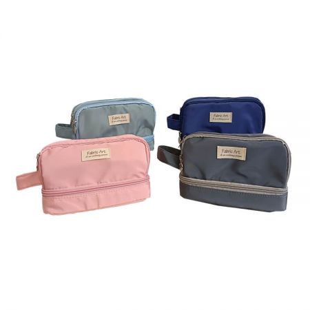 Large Capacity Student Canvas Pencil Case - Multicolor Zip Stationery Storage Bag