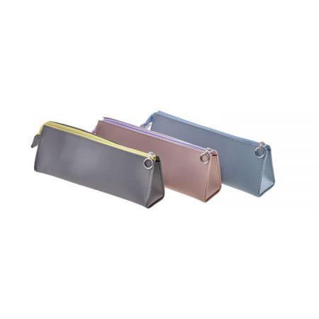 Leather Triangle Pencil Case - The triangle pencil case is made of PU leather the fabric texture is comfortable and soft, resistant to dirt and easy to clean