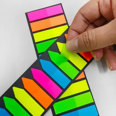 Schede adesive trasparenti colorate