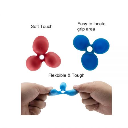 אחיזת עיפרון בצבעים כחול ואדום