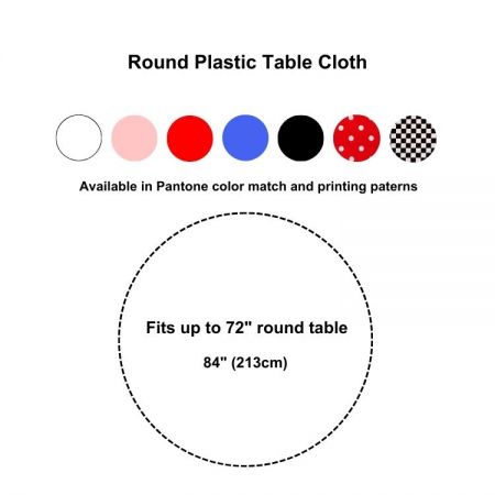 Toplu alım için özel renk seçeneklerine sahip tek kullanımlık yuvarlak masa örtüsü.