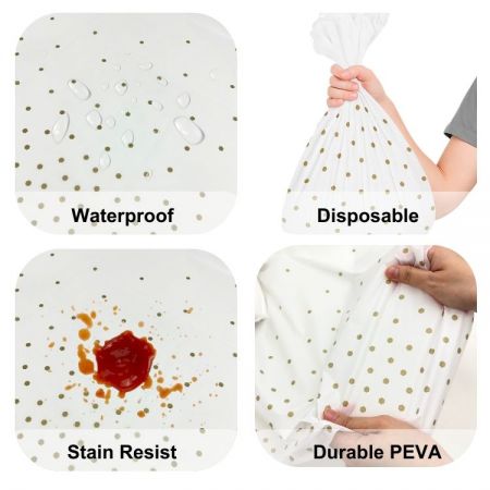 Vỏ bàn tròn PE chống thấm nước cho thấy sự rủ xuống mượt mà trên bàn tiệc.