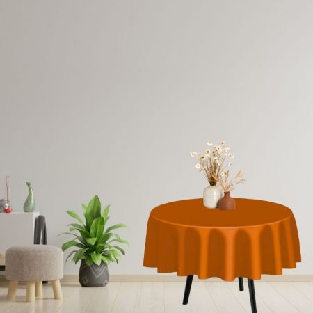 Ticari etkinlik kullanımı için uygun özel baskılı yuvarlak plastik masa örtüsü.