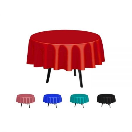 Round Plastic Table Cloth - 84 inch round plastic cover for table wholesale event supplies and outdoor catering