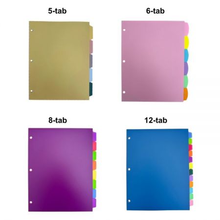 Index Dividers - Multi color index dividers with various tab counts designed for wholesale and bulk office filing needs