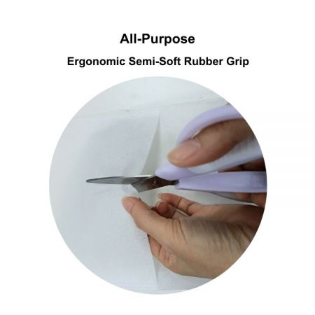 Tijeras de acero inoxidable de alta resistencia con mangos de goma para suministro de papelería profesional y distribución al por mayor.