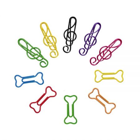 مشبك ورقي لطيف. - مشابك ورقية مصممة بشكل مخصص على شكل عظمة كلب ونوتة موسيقية للتسويق الترويجي للعلامات التجارية.