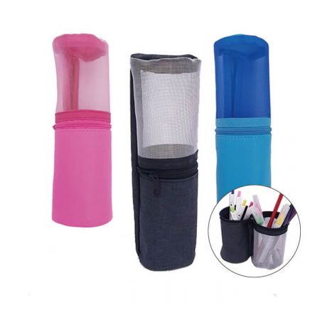 スタンディングペンケース - このペンポーチには3つのアイレットがあり、バインダーに収まりやすく持ち運びも簡単で、勉強や仕事をより効果的にします