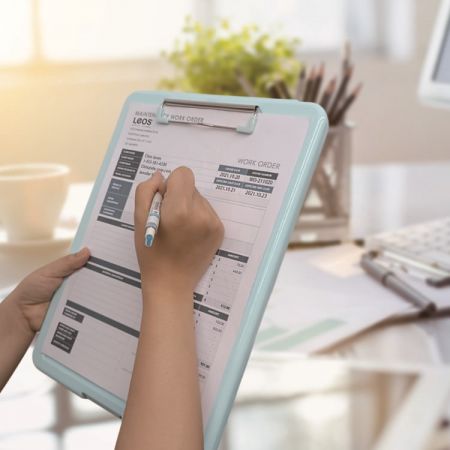 柔らかい色調の紙収納ケース