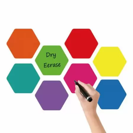 Dry Erase Sticker- Hexagon - The dry erase hexagon stickers can stick to any smooth surfaces you want