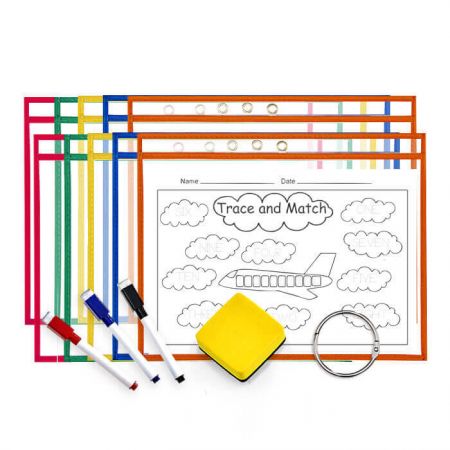 10パック横型ドライイレースポケットキット - 横型不織布ポケット(ドライイレース機能付き)