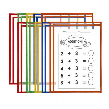 Paquet de 10 pochettes à effacer à sec à chargement latéral.