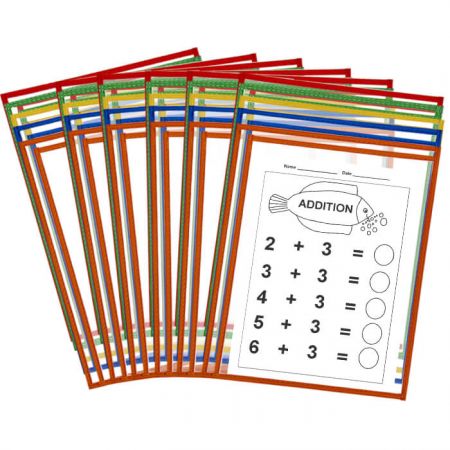 30 Pack Side-Loading Dry Erase Pocket - The dry erase sleeves sheet is perfect for classroom activities and lessons!
