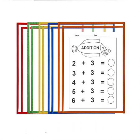 5 Pack Side-Loading Dry Erase Pocket - The dry pockets erase saves money on having to re-purchase workbooks for each child