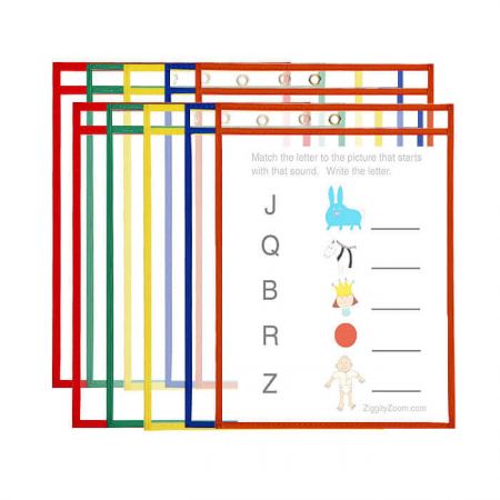 10 Pack Dry Erase Pocket - These heavy duty pockets are made to withstand daily usage of classroom, office and home