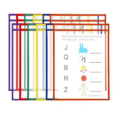 حزمة محو جافة من 12 قطعة - احتفظ بالأطفال سعداء أثناء التعلم مع جيوب محو جافة مرحة بألوان زاهية!