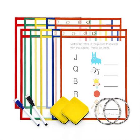 Набор из 10 карманов для сухого стирания. - Прочные карманы для сухостираемых маркеров