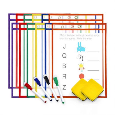 12 Pack Dry Erase Pocket Kit - Pockets are made of PVC material of 02mm thick