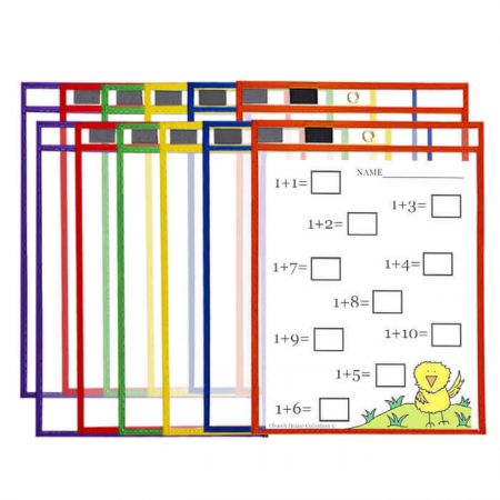 12 Pack Dry Erase Pocket - Assorted color Dry Erase Pockets
