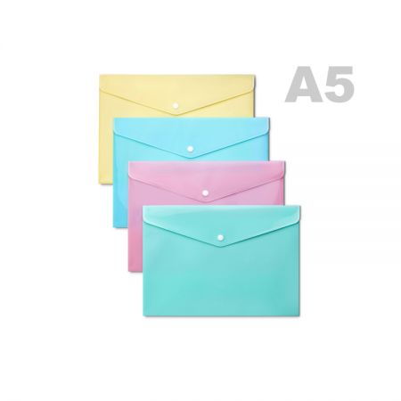 A5 Snap Button Folder - Carry Folder Popper Wallet Pastel Colors