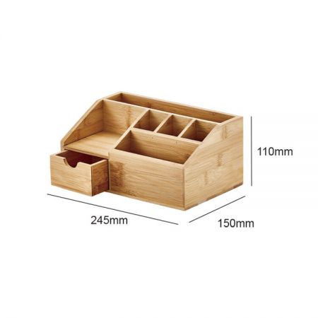 オフィス用品用の引き出し付き竹製ペンシルホルダー