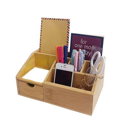 Porta lápices de bambú multifuncionales para escritorio