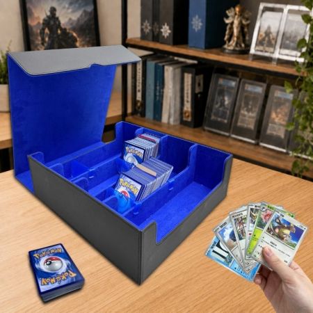 Durable multi-row card storage bin with removable dividers for large-scale TCG collections.
