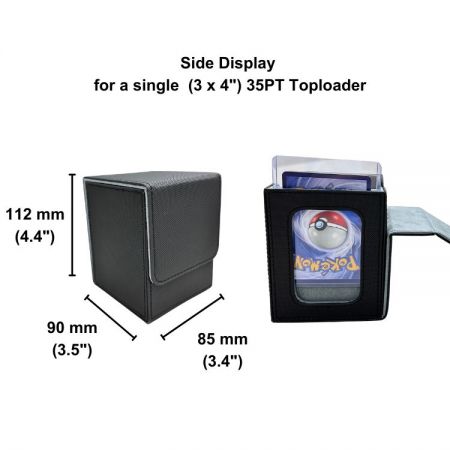 PU leather deck box for 250 cards with high-visibility display window for brand promotion.