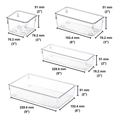 Heavy duty PET drawer dividers set designed for corporate stationery desk sorting systems
