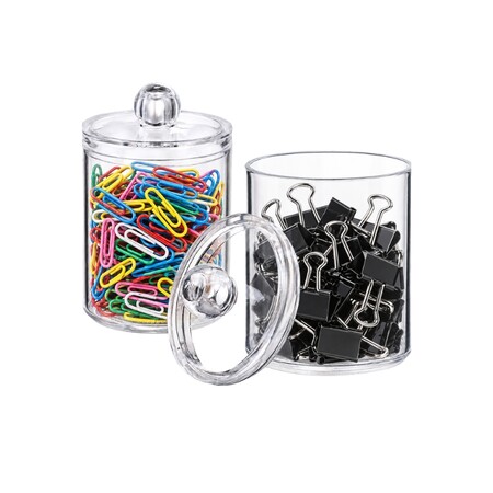 Bulk Q-tip and cotton pad storage jars for retail bathroom organization product collections