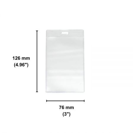 Soportes de insignias de plástico verticales transparentes para acceso de seguridad y gestión de visitantes.