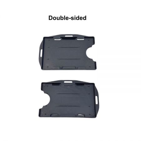 Fundas de identificación de plástico negro de alta resistencia para almacenamiento de dos tarjetas.