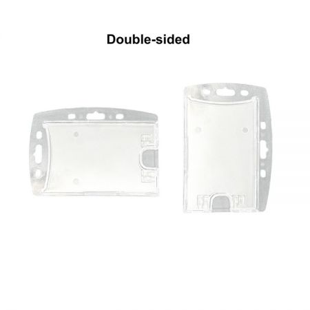 Fundas de insignia de material PS transparente para almacenamiento de dos tarjetas.