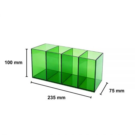 Acryl-Stifthalter mit vier Fächern für Bildungseinrichtungen und professionelle Bürobranding.