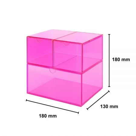 Custom acrylic drawer storage box with printed logo for corporate branding and employee gift kits.