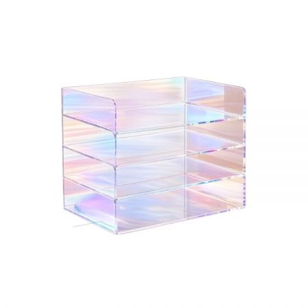 Tổ chức giấy. - Khay giấy acrylic bán buôn 4 tầng tổ chức giấy màu gradient cho văn phòng công ty.