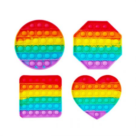 Pop It Fidget Toy - Rainbow pop it fidget toy in four different shapes