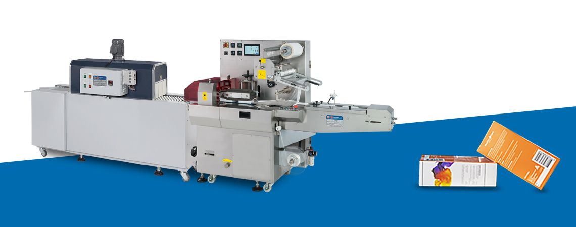 Horizontal Flow Wrapping Machine With Heat Shrink Tunnel, PSA-200W+AS-350 for Functional Food Product Solutions Planning