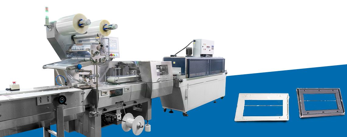 Flow-Wickelmaschine PSA-200WS + Schrumpftunnel FS-300L für Steckdosenabdeckungsprodukte