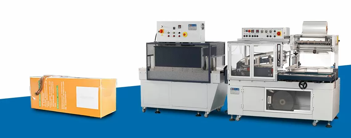Seladora L-Type com túnel de encolhimento a calor, LSA-504C + DS-400 para soluções de produtos de bolo de rabanete e taro