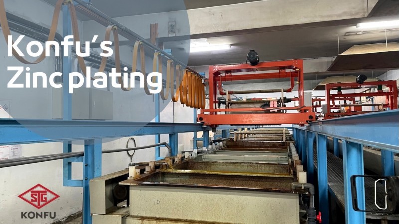 KONFU's industrial zinc plating line for fastener post processing, ensuring high corrosion resistance.