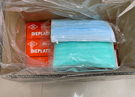 Medical masks donated by KONFU to international partners during the COVID-19 pandemic