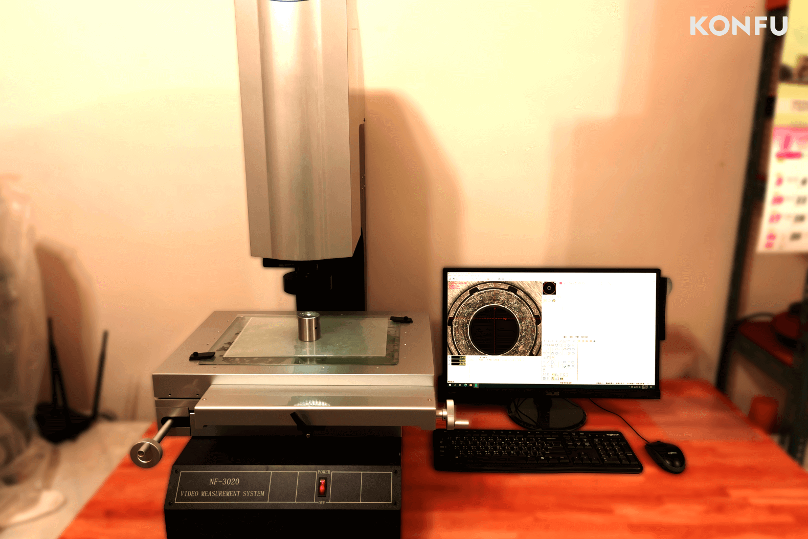 KONFU's NF-3020 video measurement system for precise inspection of fastener forming tools.