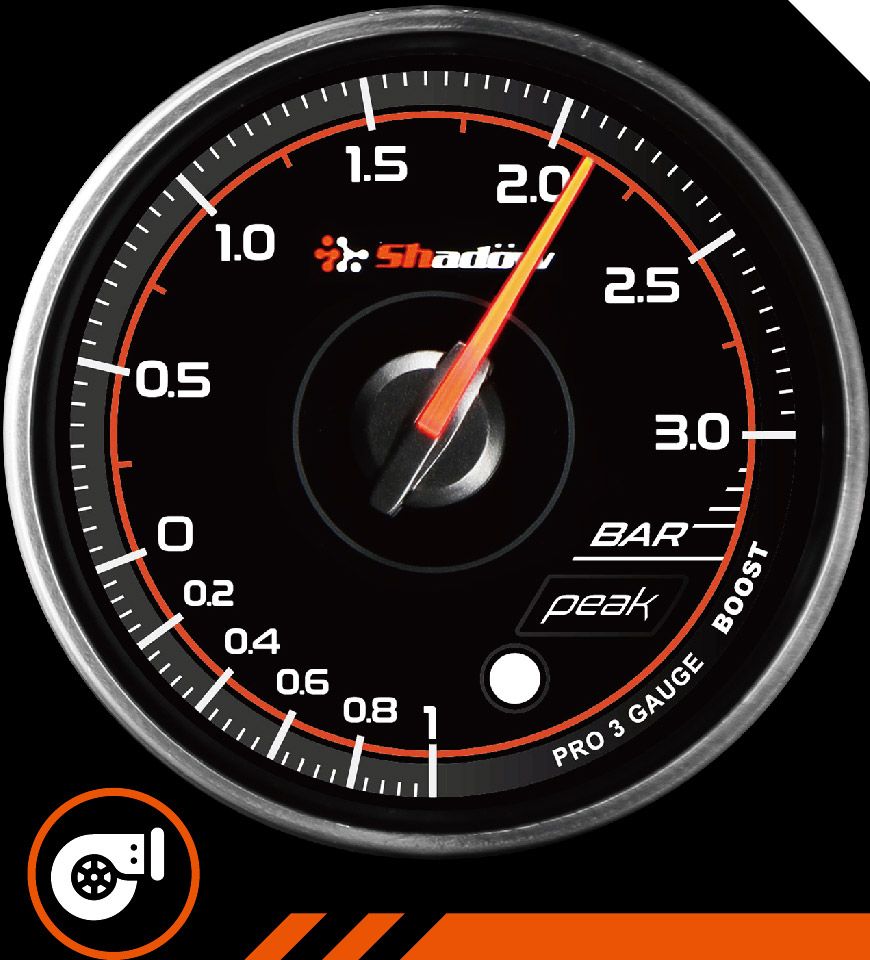 Turbo Boost Racing Gauge Measurement Range is from - 10 Bar to 30 Bar