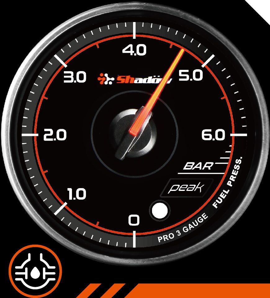 Fuel Pressure racing gauge measurement range is from 0 Bar to 6 Bar
