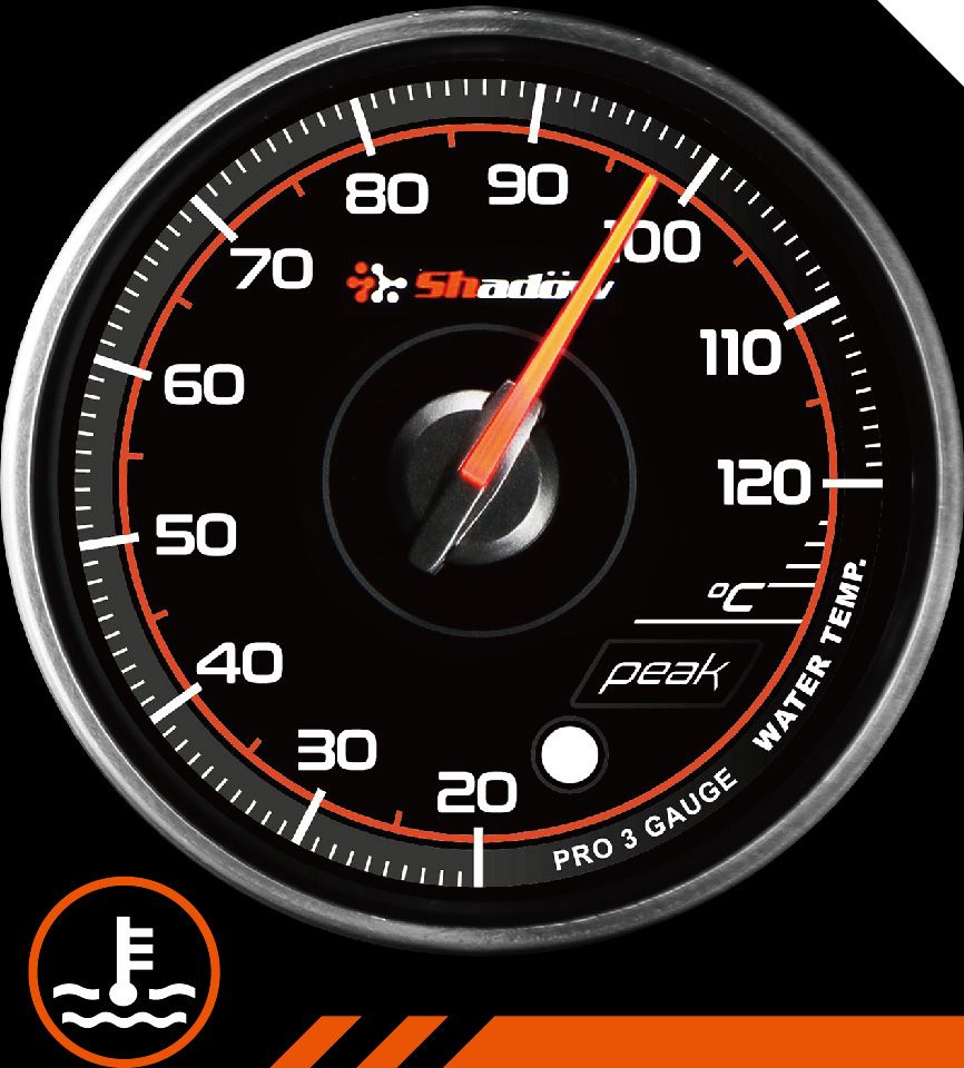 Water Temperature electronic racing gauge measurement range is from 20°C to 120°C